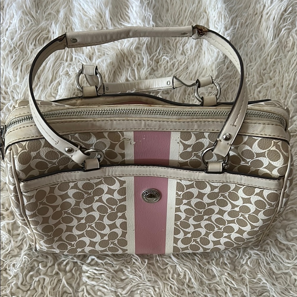 Coach Beige and Pink Shoulder Bag
